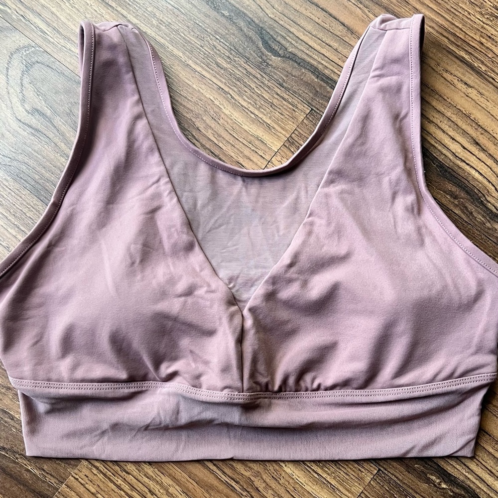Alo Yoga Dusty Mauve Mesh lined Bralette, Like New worn once Size Large
